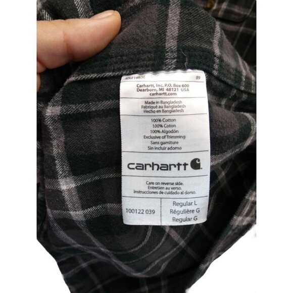 Carhartt‎ Mens Shirt Size L Flannel Plaid Button Down Pockets Casual - Picture 7 of 7
